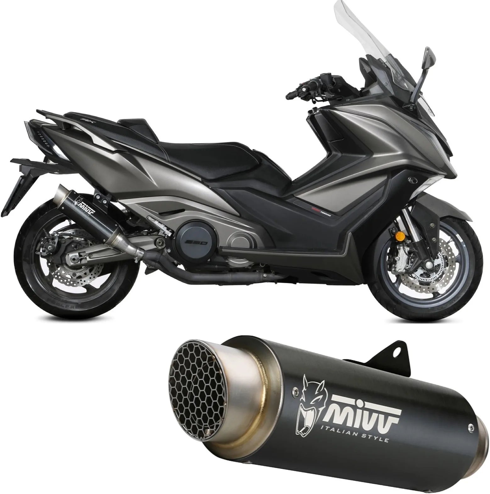 Uncatalysed Exhaust System Without Sound Certification Gppro Steel Black - Mivv Compatible With Kymco Ak 550 (2021-2024)
