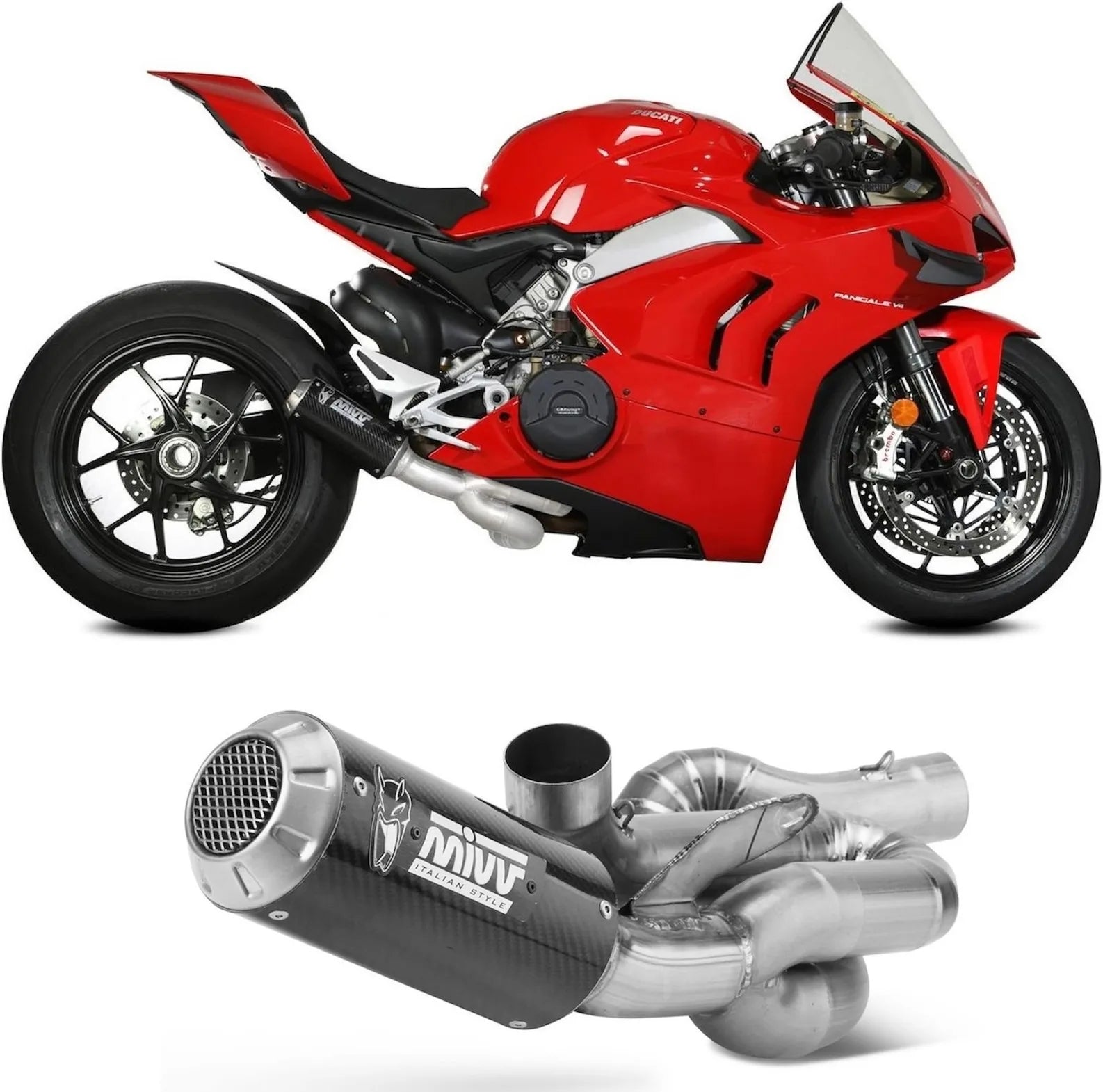 Complete Exhaust System Without Catalytic Converter And Without Sound Certification Mk3 Carbon - Mivv Compatible With Ducati Streetfighter V4 (2020-2022)