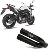 Uncatalysed Exhaust System Without Sound Certification Double Gun Steel Black - Mivv Compatible With Suzuki Gsr 750 (2011-2016)