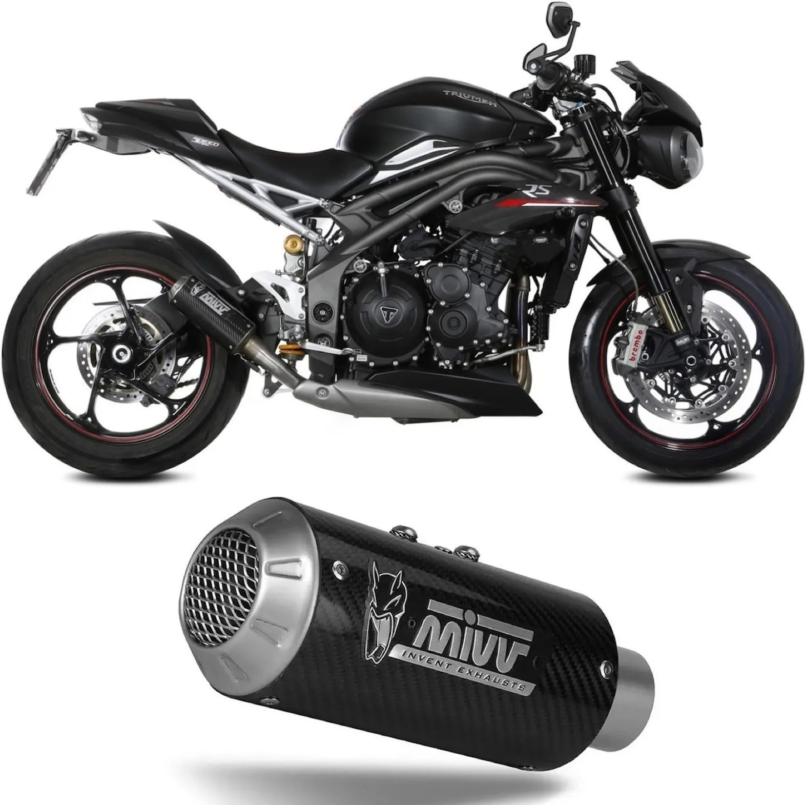 Uncatalysed Exhaust System Without Sound Certification Mk3 Carbon - Mivv Compatible With Triumph Speed Triple R - S (2018-2020)
