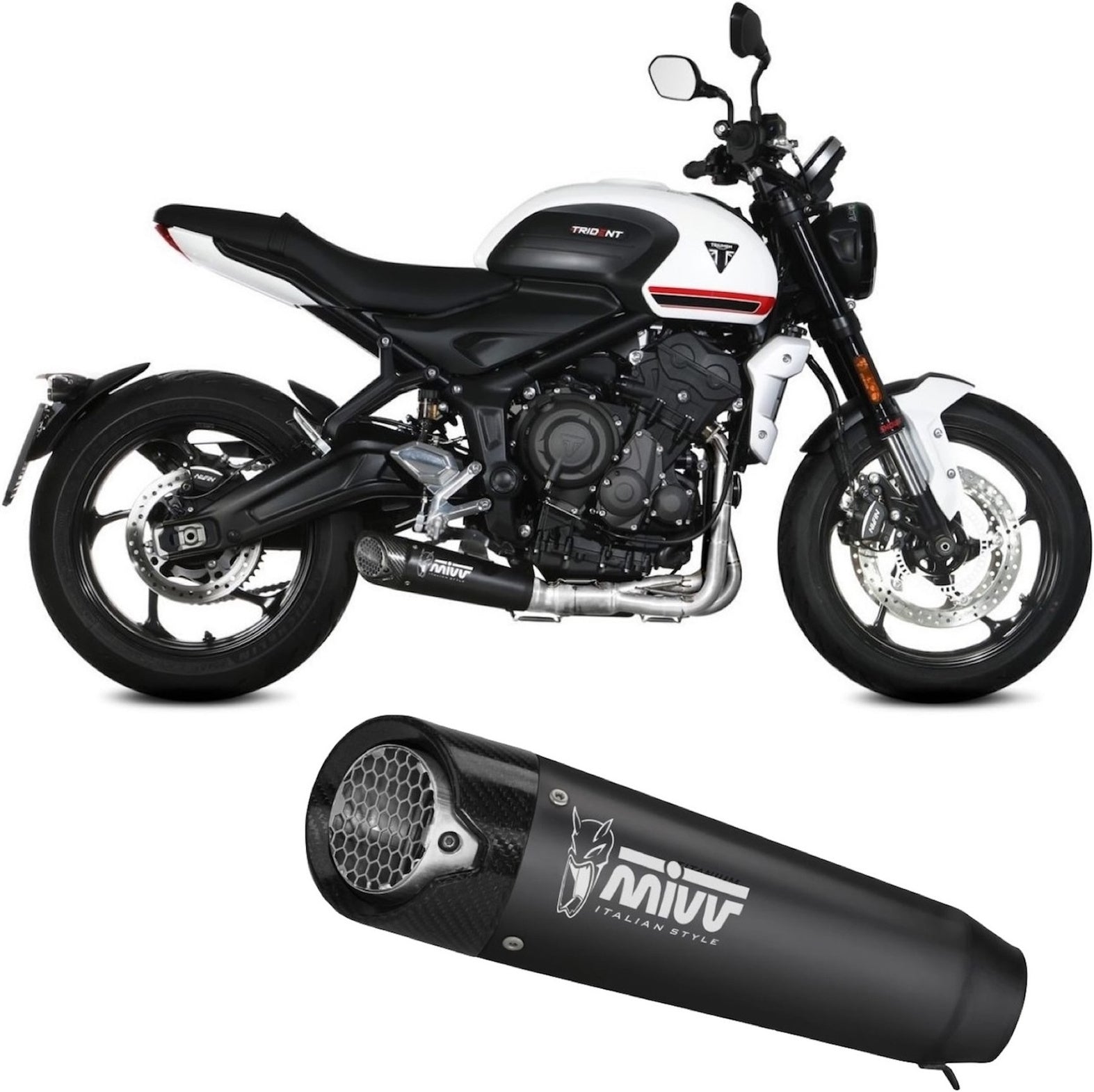 Complete Exhaust System Without Catalytic Converter And Without Sound Certification X-M5 Steel Black Carbon - Mivv Compatible With Triumph Trident 660 (2021-2024)