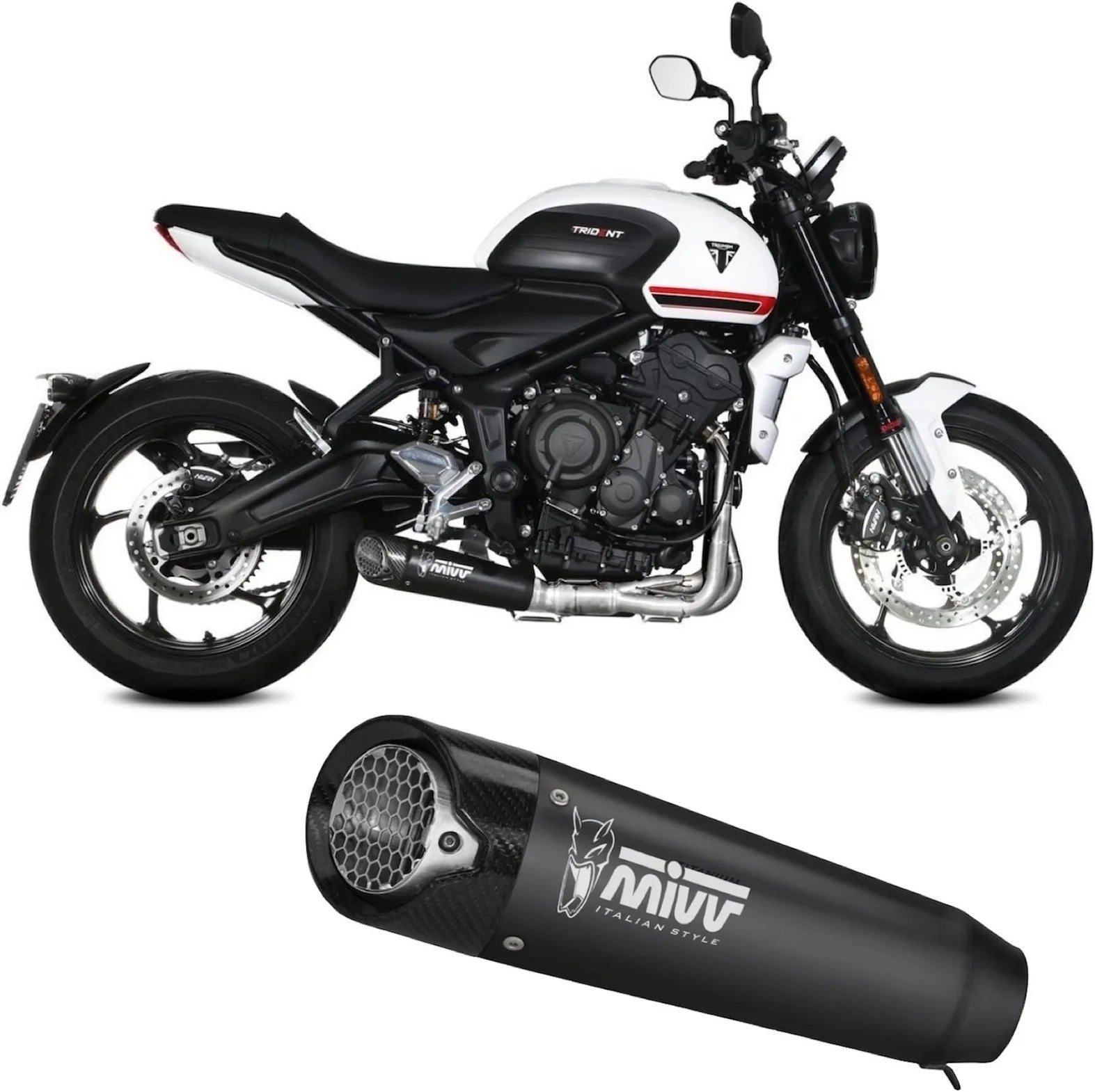 Complete Exhaust System Without Catalytic Converter And Without Sound Certification X-M5 Steel Black Carbon - Mivv Compatible With Triumph Trident 660 (2021-2024)