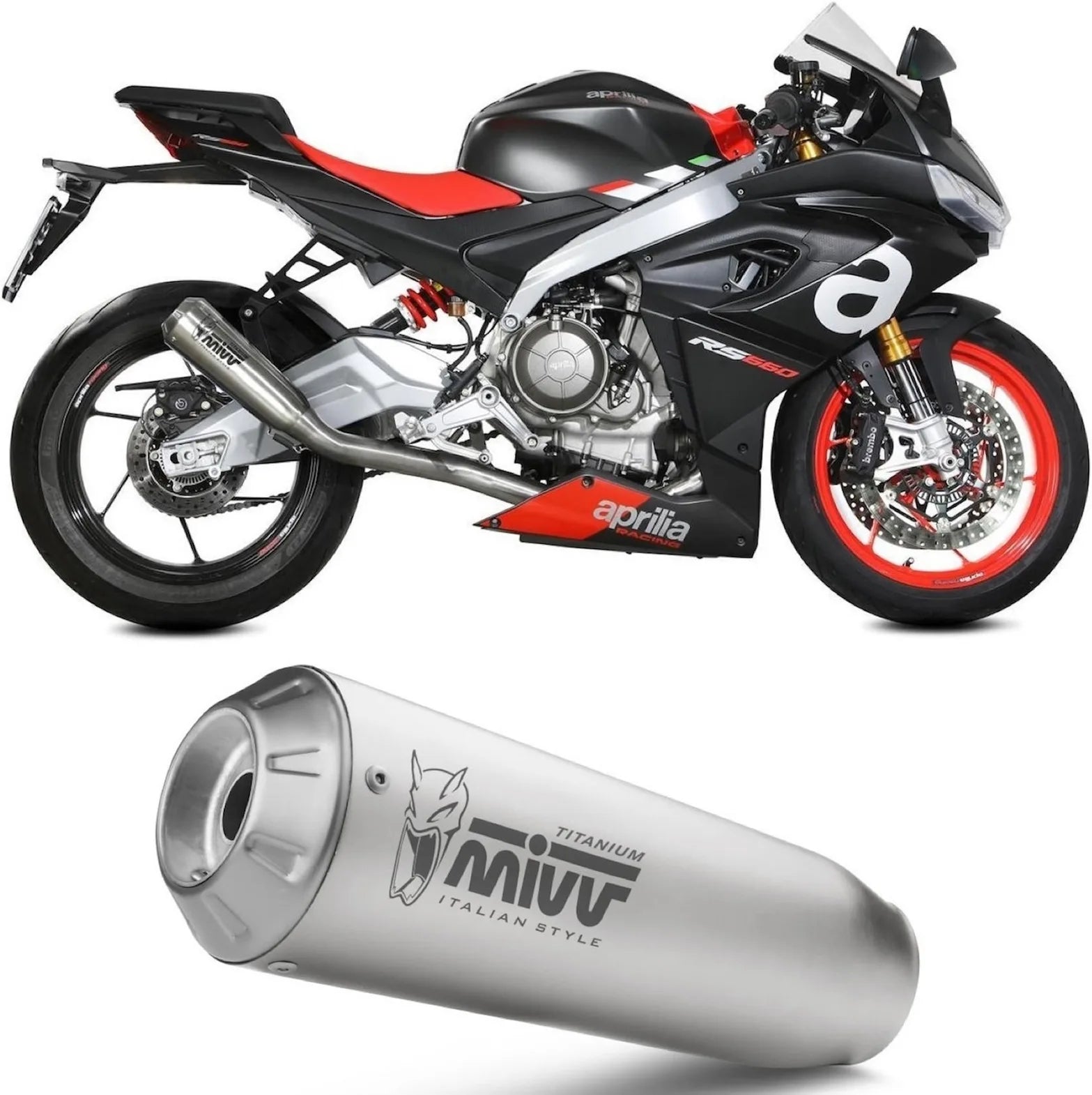 Complete Exhaust System Without Catalytic Converter And Without Sound Certification X-M1 Titanium - Mivv Compatible With Aprilia Tuono 660 (2021-2024)