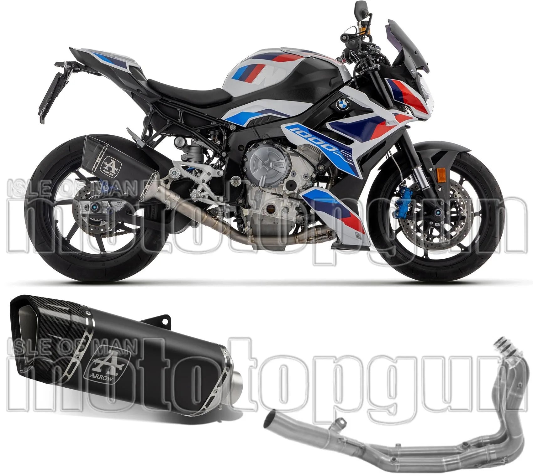 Complete Exhaust System Without Catalytic Converter And Without Sound Certification Pista Full Black Titanium Carbon - Arrow Special Parts Compatible With Bmw M 1000 R (2023-2024)