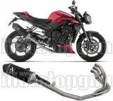 Complete Exhaust System Without Catalytic Converter And Without Sound Certification Veloce Black Aluminium Carbon - Arrow Special Parts Compatible With Triumph Street Triple 765 Rs (2023-2024)