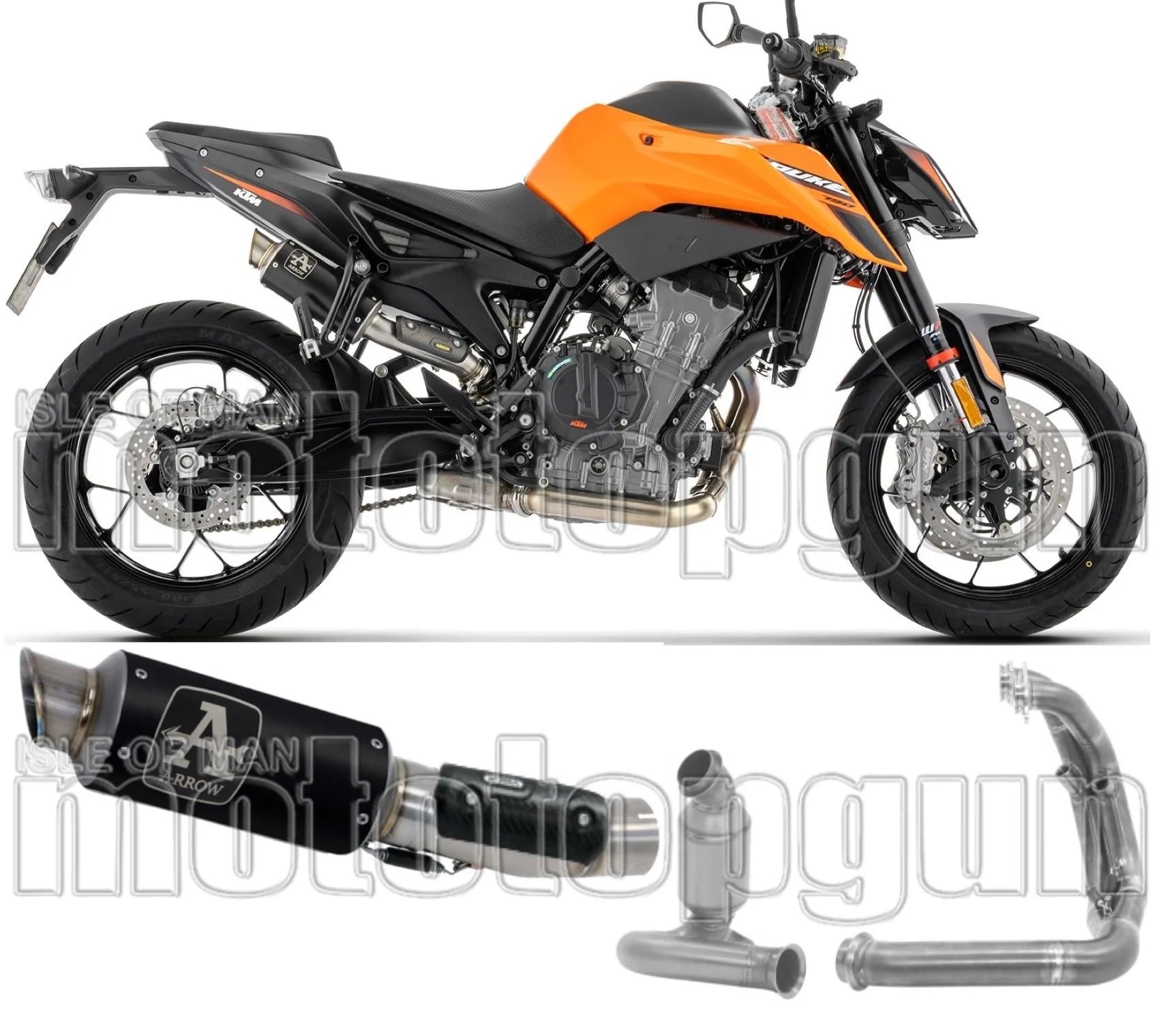 Complete Exhaust System Without Catalytic Converter And Without Sound Certification Gp2 Gp-2 Black Nichrom - Arrow Special Parts Compatible With Ktm 790 Duke (2025-2026)