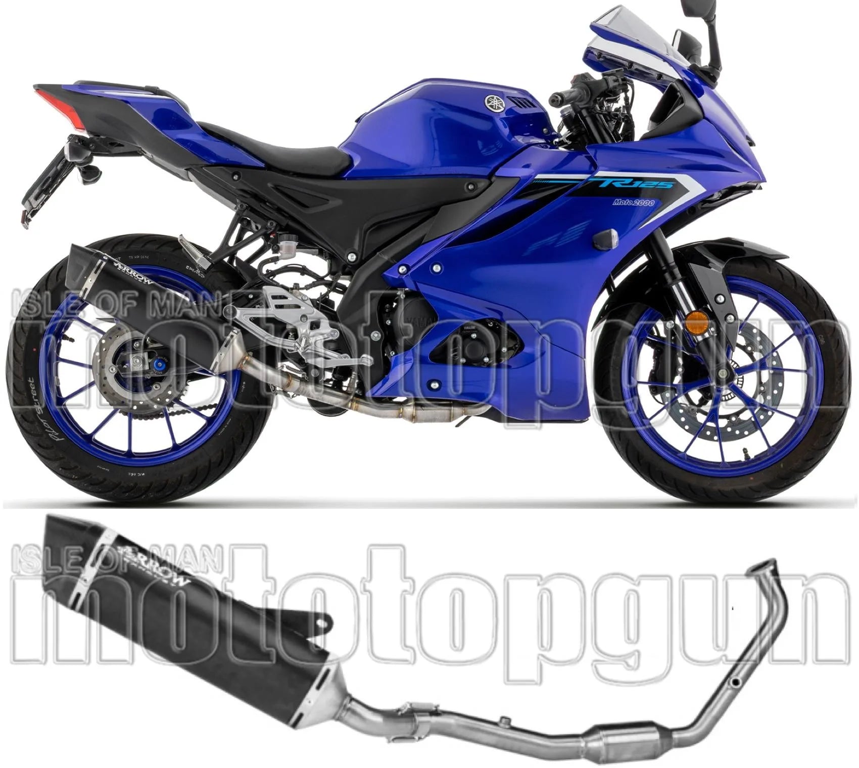 Complete Exhaust System Without Catalytic Converter And Without Sound Certification Icon Black Aluminium Carby End Cap - Arrow Special Parts Compatible With Yamaha Mt-125 (2025-2026)
