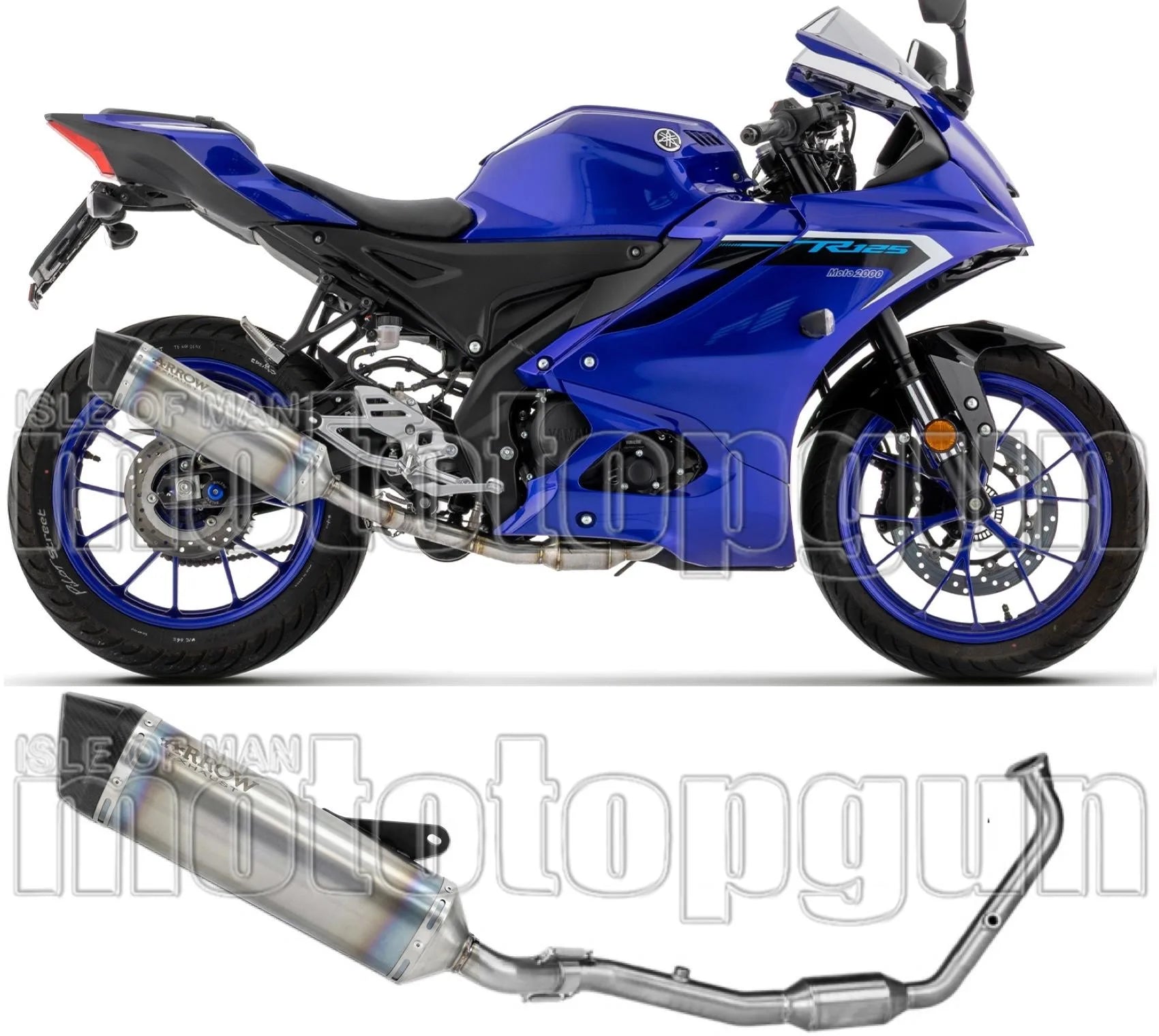 Complete Exhaust System Without Catalytic Converter And Without Sound Certification Icon Titanium Carby End Cap - Arrow Special Parts Compatible With Yamaha Yzf R125 (2025-2026)