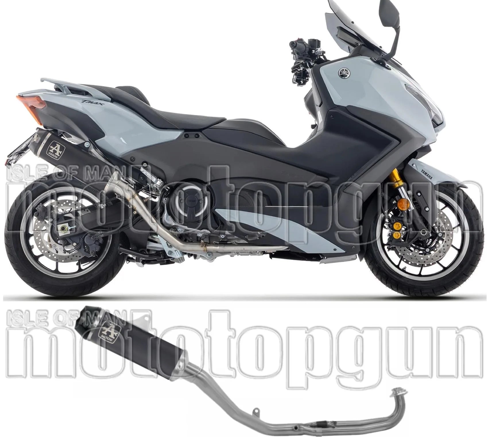 Complete Exhaust System Without Catalytic Converter And Without Sound Certification Indy-Race Black Titanium Carby End Cap - Arrow Special Parts Compatible With Yamaha T-Max 560 (2025-2026)