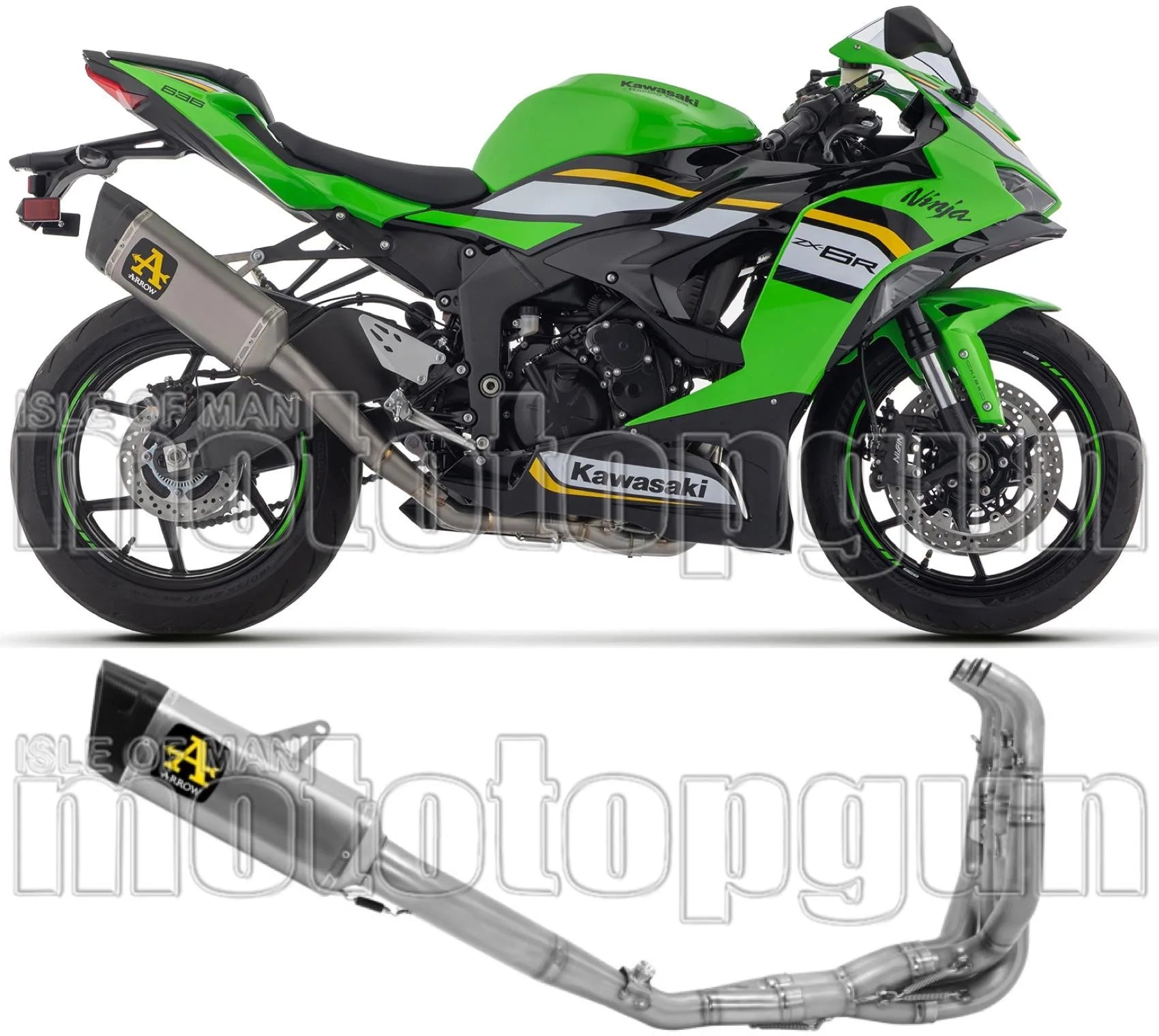 Complete Exhaust System Without Catalytic Converter And Without Sound Certification Pista Competition Titanium Carbon - Arrow Special Parts Compatible With Kawasaki Zx 6R 636 (2024-2026)