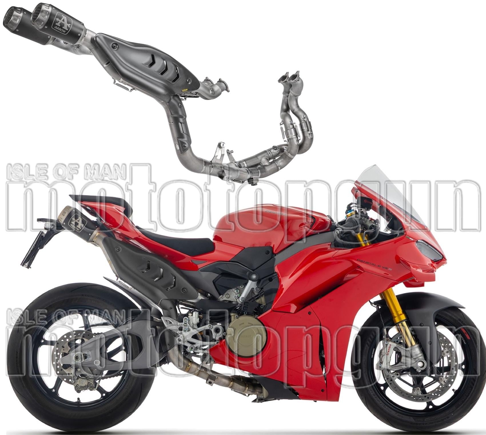 Complete Exhaust System Without Catalytic Converter And Without Sound Certification Pro-Race Competition Evo Black Titanium End Cap Net - Arrow Special Parts Compatible With Ducati Panigale V4 (2025-2026)