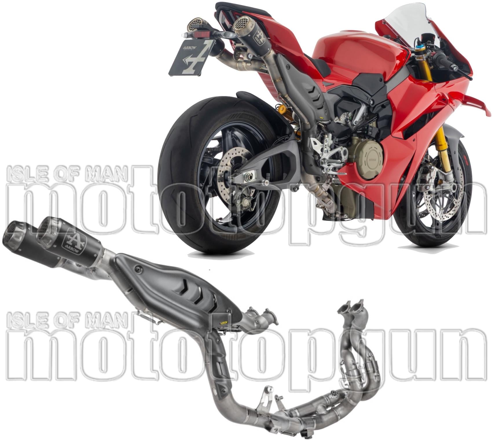 Complete Exhaust System Without Catalytic Converter And Without Sound Certification Pro-Race Competition Black Titanium End Cap Net - Arrow Special Parts Compatible With Ducati Panigale V4 (2025-2026)