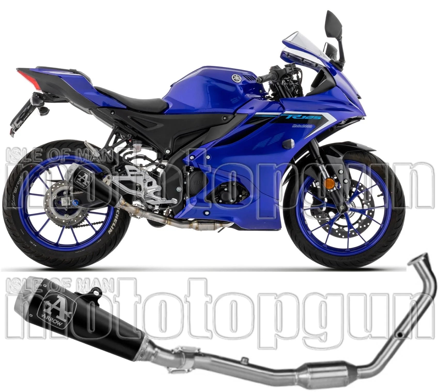 Complete Exhaust System Without Catalytic Converter And Without Sound Certification Pro-Race Black Nichrom Steel End Cap - Arrow Special Parts Compatible With Yamaha Mt-125 (2025-2026)