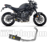 Complete Exhaust System Without Catalytic Converter And Without Sound Certification Thunder Black Aluminium Carby End Cap - Arrow Special Parts Compatible With Yamaha Mt-07 (2025-2026)