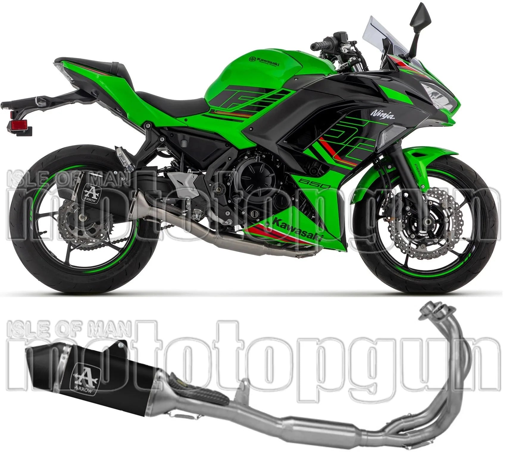 Complete Exhaust System Without Catalytic Converter And Without Sound Certification Veloce Black Aluminium Carbon - Arrow Special Parts Compatible With Kawasaki Ninja 650 (2024-2026)