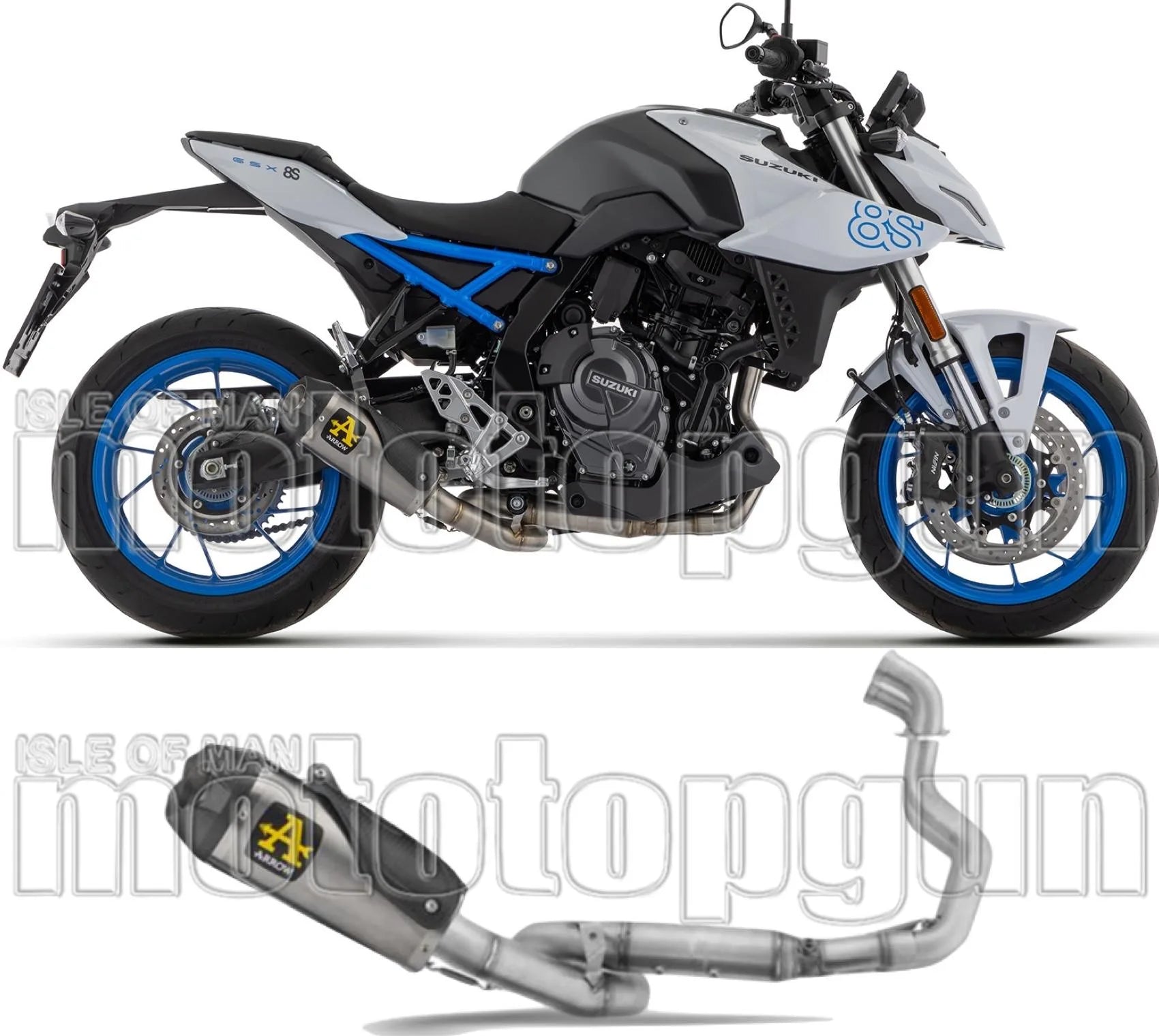 Complete Exhaust System Without Catalytic Converter And Without Sound Certification Works Black Stainless Steel Carby End Cap - Arrow Special Parts Compatible With Suzuki Gsx 8T (2025-2026)