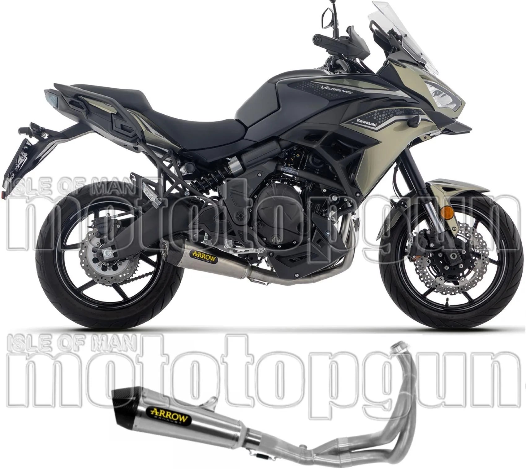 Complete Exhaust System Without Catalytic Converter And Without Sound Certification X-Kone Black Titanium Carby End Cap - Arrow Special Parts Compatible With Kawasaki Versys 650 (2025-2026)