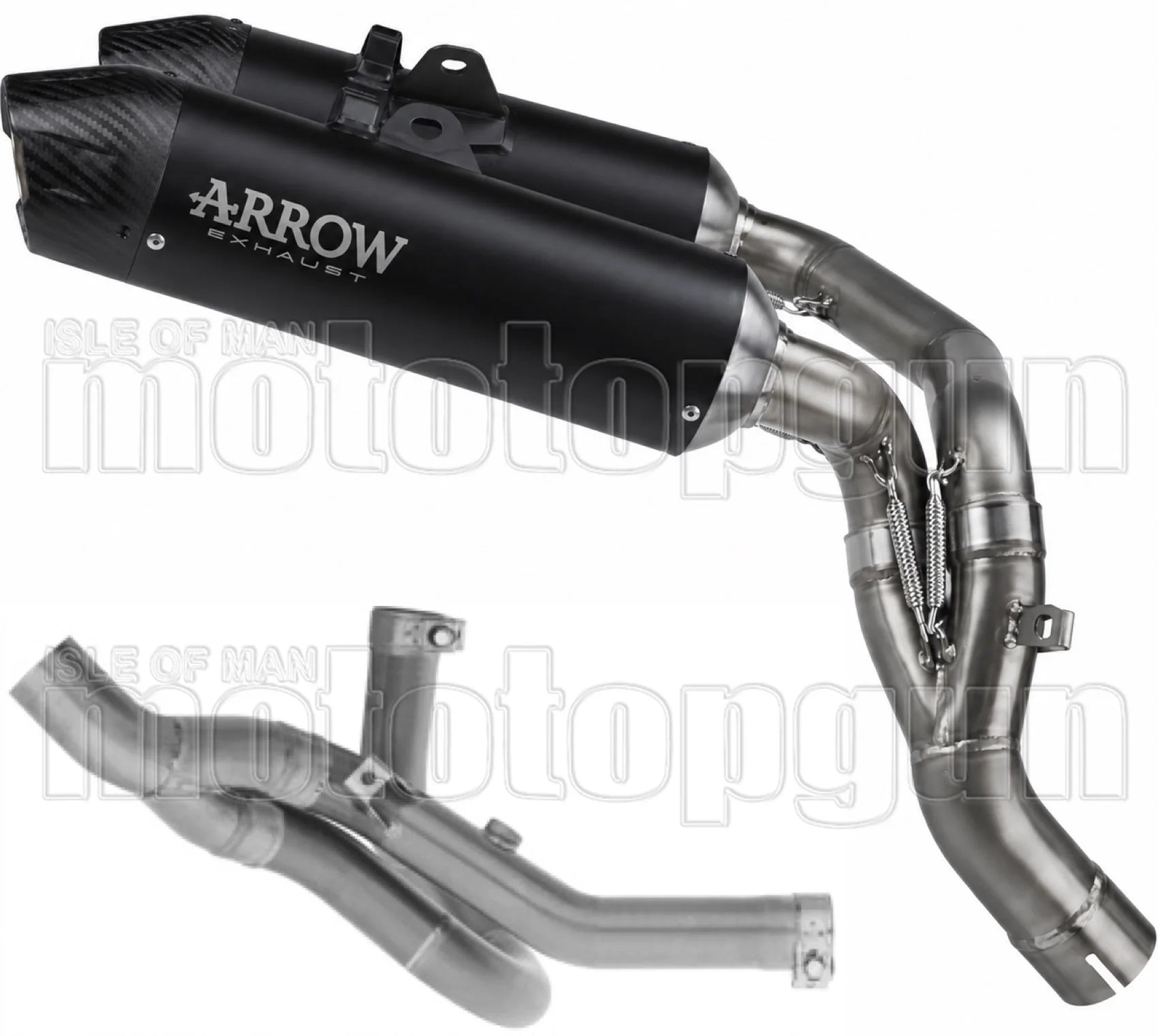 Uncatalysed Exhaust System Without Sound Certification Round Black Titanium Body And Carbon Cap - Arrow Special Parts Compatible With Ducati Hypermotard V2 Sp (2026)