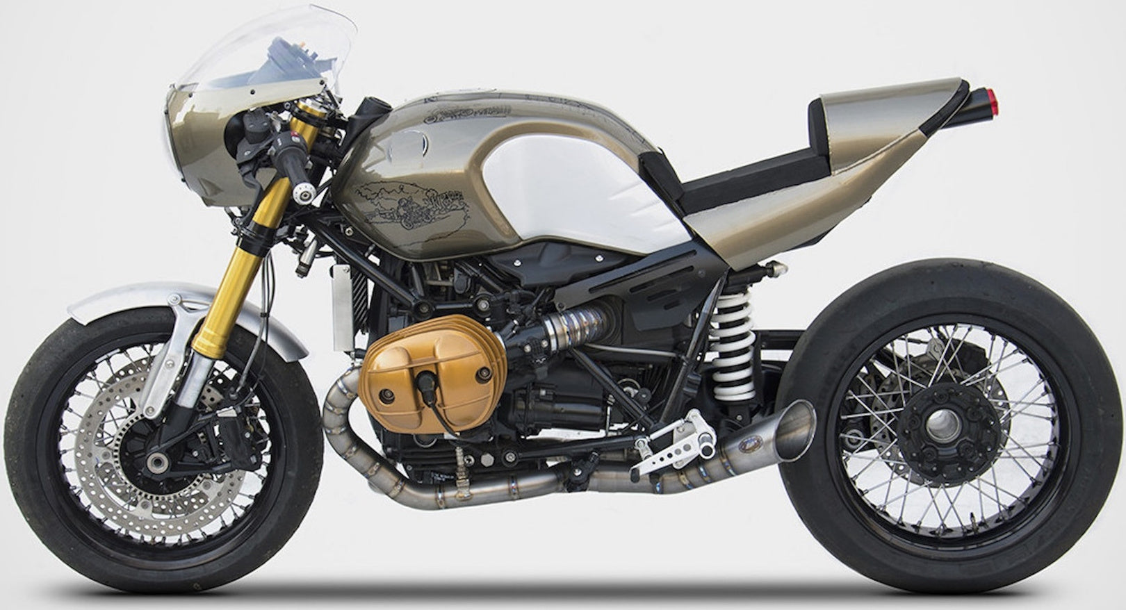 Complete Exhaust System Without Catalytic Converter And Without Sound Certification Titanium - Zard Compatible With Bmw R Nine T 1200 (2015-2020)
