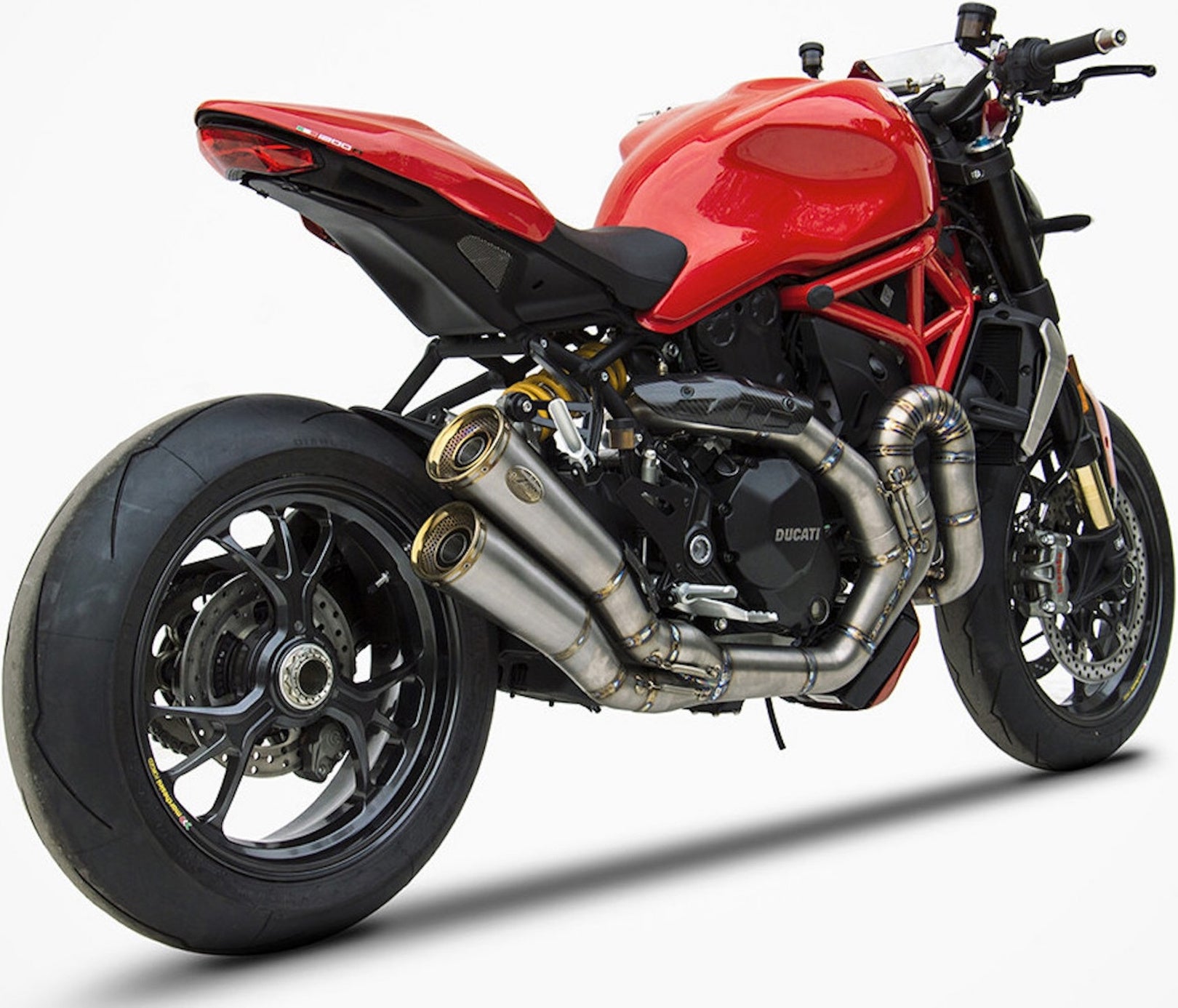 Complete Exhaust System Without Catalytic Converter And Without Sound Certification Stainless Steel Endcap Bronze - Zard Compatible With Ducati Monster 1200 S (2014-2016)