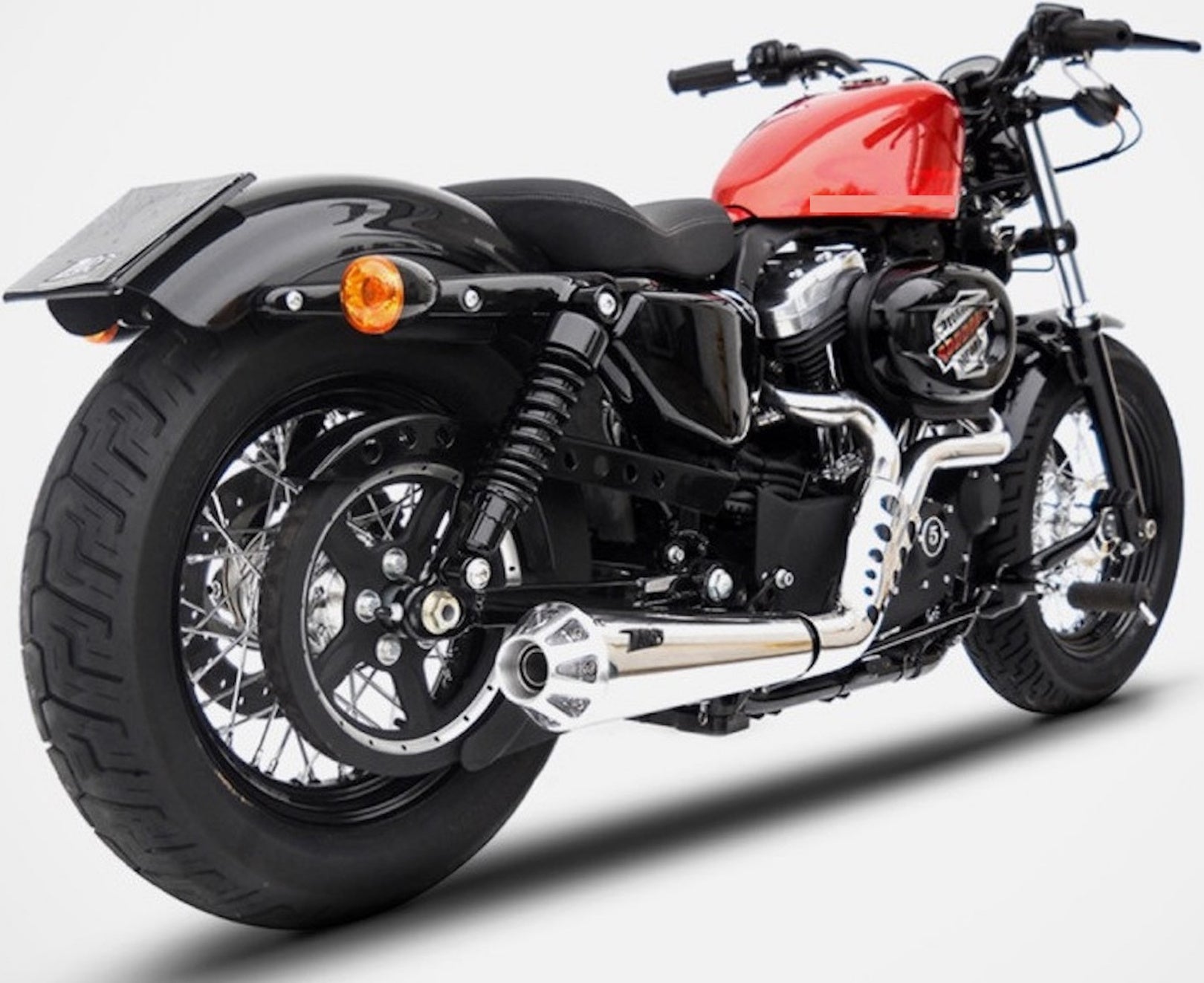 Complete Exhaust System Without Catalytic Converter And Without Sound Certification Conical Stainless Steel Endcap Aluminium - Zard Compatible With Harley-Davidson Sportster (2003-2013)