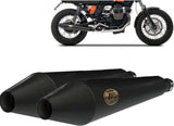 Exhaust Tip Without Sound Certification Conical Steel Black - Zard Compatible With Moto Guzzi V7 Café Racer (2009-2012)