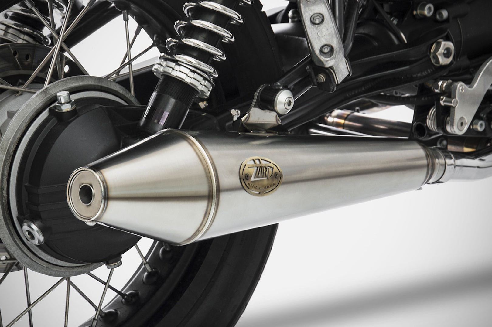 Exhaust Tip Without Sound Certification Conical Stainless Steel Polish - Zard Compatible With Moto Guzzi V7 Ii Stone (2008-2015)