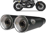 Exhaust Tip Without Sound Certification Big Steel Black Endcap Aluminium - Zard Compatible With Moto Guzzi V9 Bobber (2016-2019)
