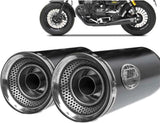 Exhaust Tip Without Sound Certification Slim Steel Black Endcap Aluminium - Zard Compatible With Moto Guzzi V9 Roamer (2016-2019)