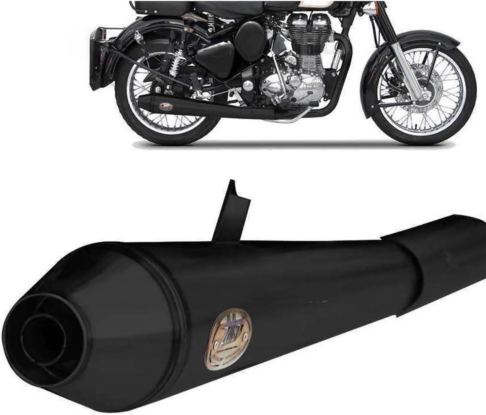 Exhaust Tip Without Sound Certification Conical Steel Black - Zard Compatible With Royal Enfield Bullet 350 (2006-2009)
