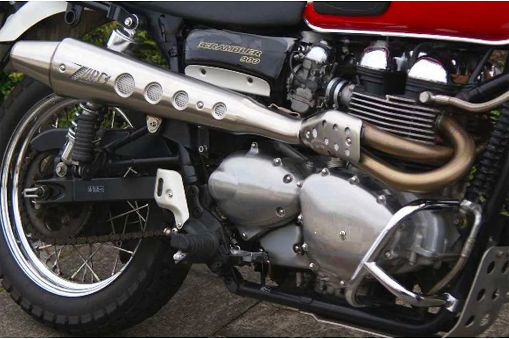 Complete Exhaust System Without Catalytic Converter And Without Sound Certification Conical High Stainless Steel - Zard Compatible With Triumph Scrambler 900 (2001-2016)