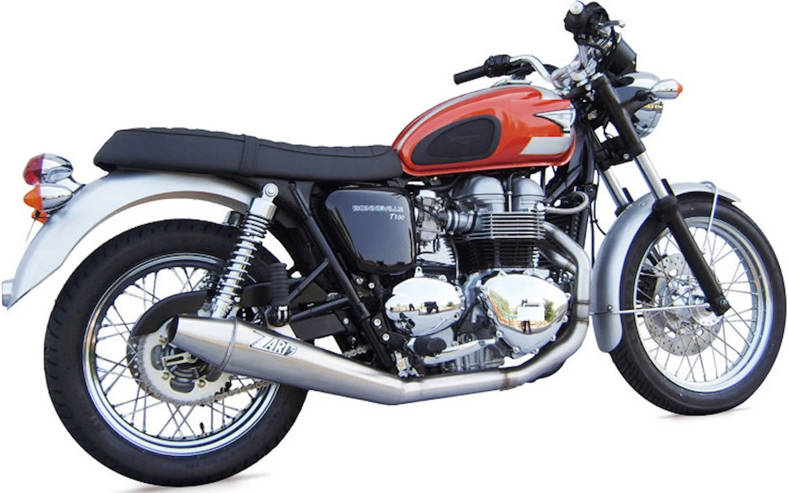 Complete Exhaust System Without Catalytic Converter And Without Sound Certification Conical Low Stainless Steel - Zard Compatible With Triumph Thruxton 900 (2001-2016)