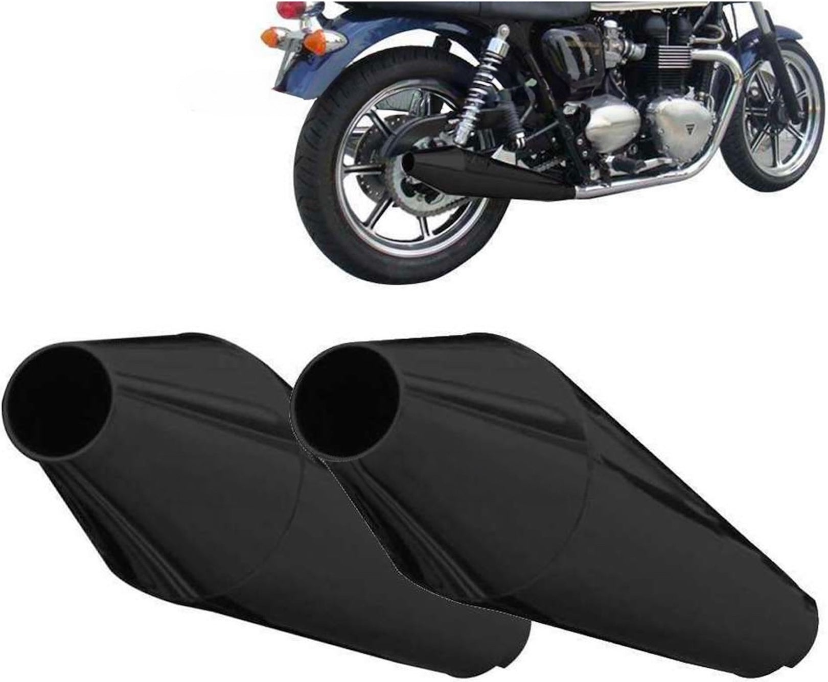 Exhaust Tip Without Sound Certification Conical Steel Black - Zard Compatible With Triumph Bonneville T100 Se (2008-2016)