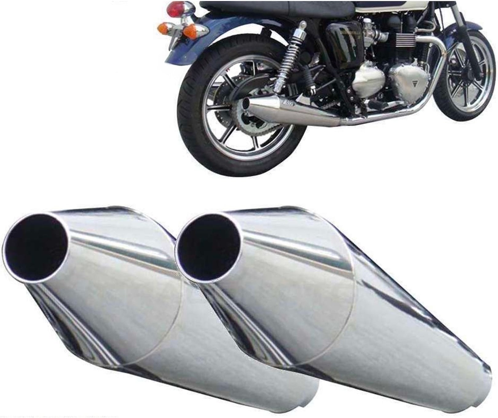 Exhaust Tip Without Sound Certification Conical Stainless Steel Polish - Zard Compatible With Triumph Bonneville T100 Se (2008-2016)
