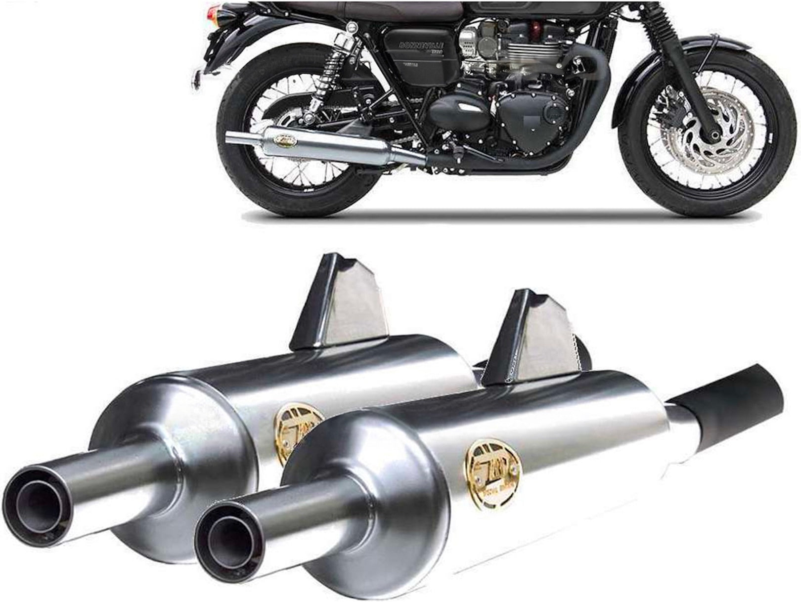 Exhaust Tip Without Sound Certification Bottle Stainless Steel - Zard Compatible With Triumph Bonneville T120 (2016-2020)