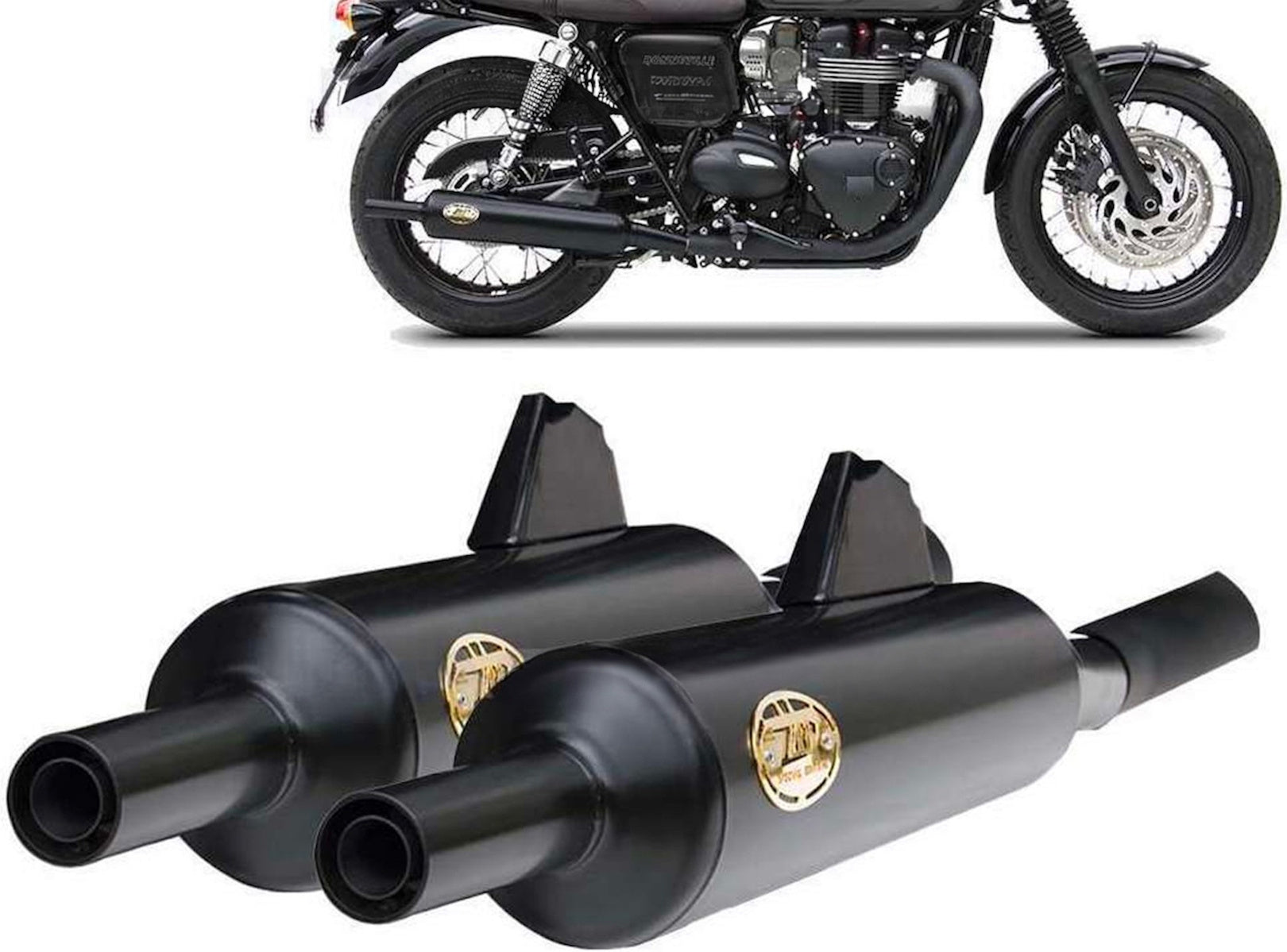 Exhaust Tip Without Sound Certification Bottle Steel Black - Zard Compatible With Triumph Bonneville T100 (2016-2020)