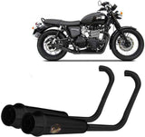Complete Exhaust System Without Catalytic Converter And Without Sound Certification Steel Black - Zard Compatible With Triumph Bonneville T120 (2016-2020)