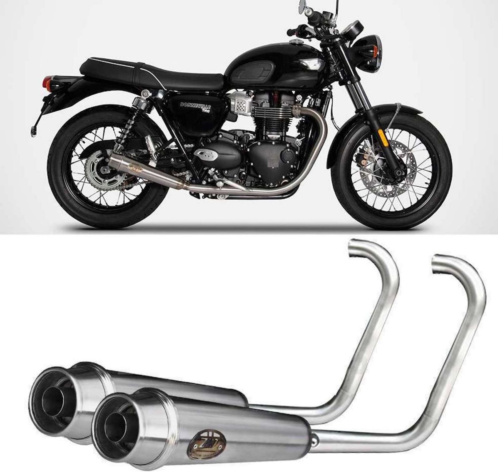 Complete Exhaust System Without Catalytic Converter And Without Sound Certification Back Stainless Steel - Zard Compatible With Triumph Bonneville T100 (2017-2020)