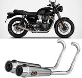 Complete Exhaust System Without Catalytic Converter And Without Sound Certification Back Stainless Steel Polish - Zard Compatible With Triumph Bonneville T120 (2016-2020)