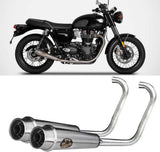 Complete Exhaust System Without Catalytic Converter And Without Sound Certification Back Stainless Steel Polish - Zard Compatible With Triumph Bonneville T100 (2017-2023)