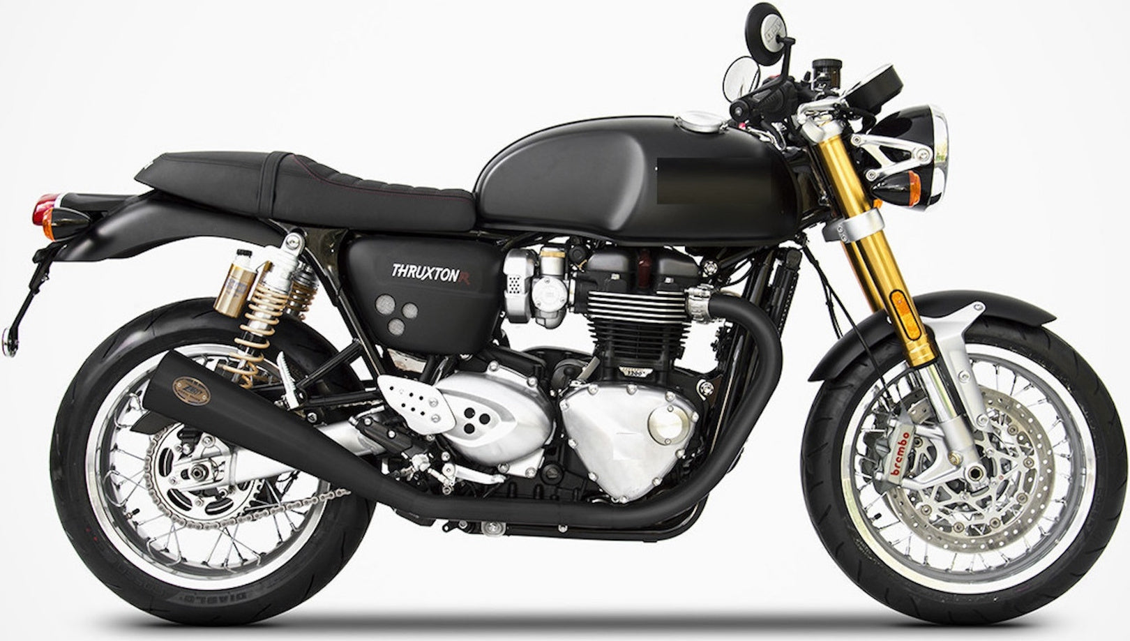 Exhaust Tip Without Sound Certification Titanium Black - Zard Compatible With Triumph Thruxton 1200 R (2017-2020)