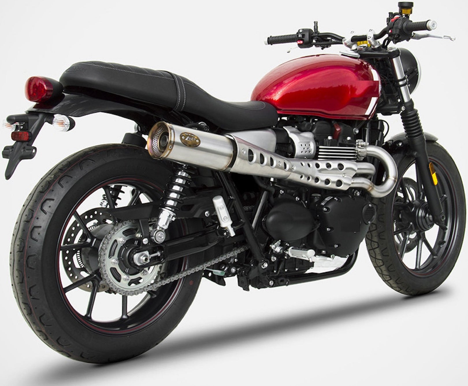 Complete Exhaust System Without Catalytic Converter And Without Sound Certification Zuma High Stainless Steel Endcap Bronze - Zard Compatible With Triumph Street Twin 900 (2016-2020)