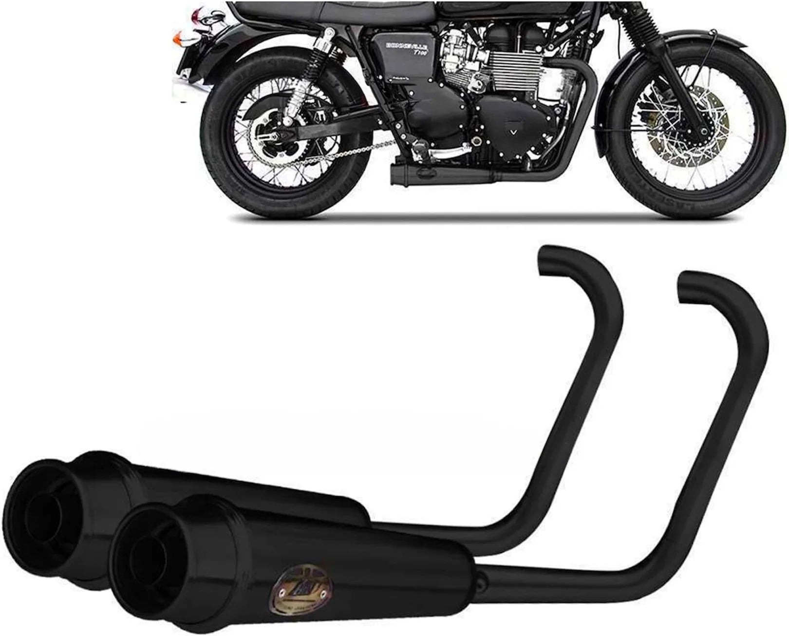 Complete Exhaust System Without Catalytic Converter And Without Sound Certification Steel Black - Zard Compatible With Triumph Bonneville T100 (2001-2016)
