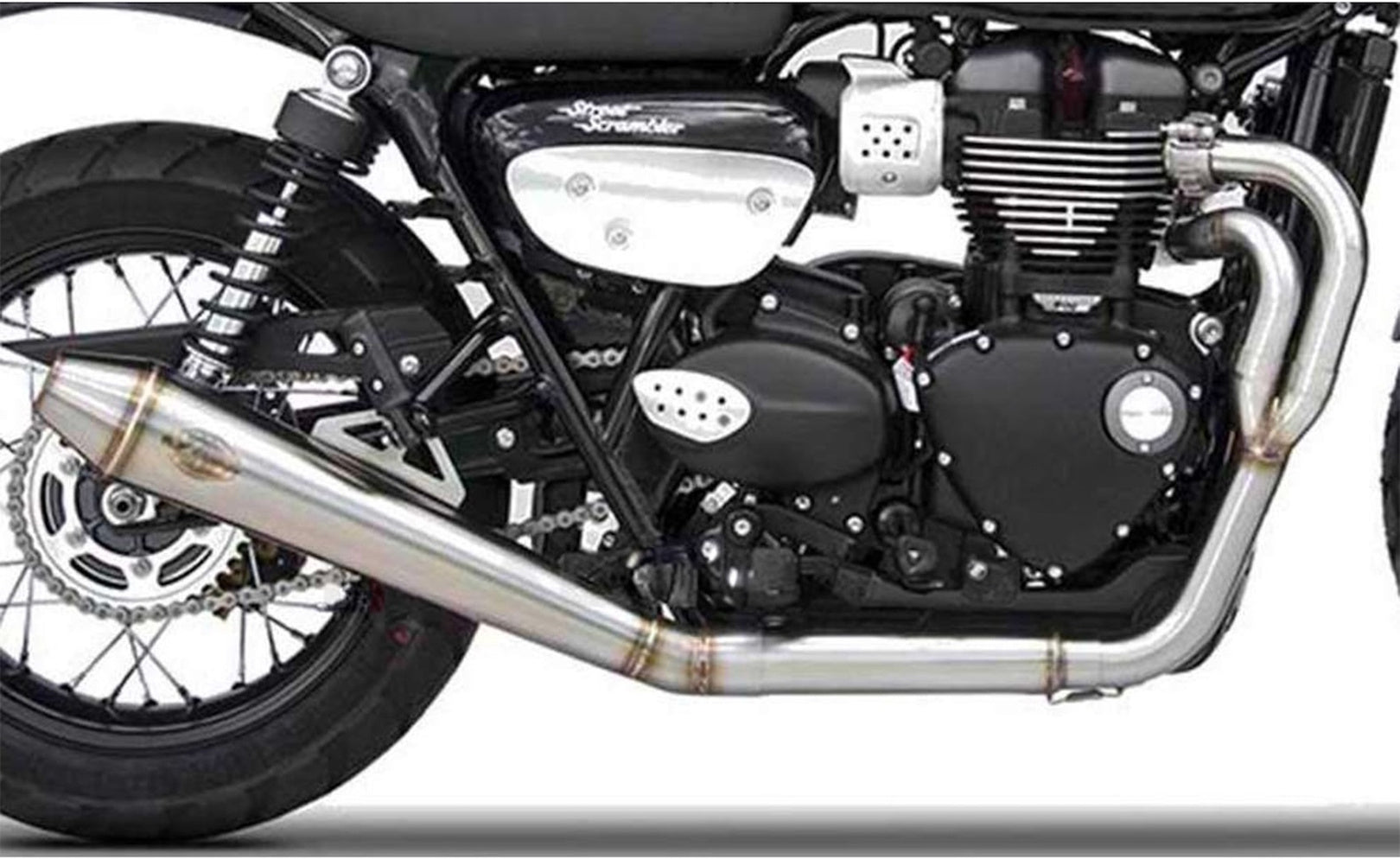 Complete Exhaust System Without Catalytic Converter And Without Sound Certification Conical Low Stainless Steel - Zard Compatible With Triumph Scrambler 900 (2017-2023)