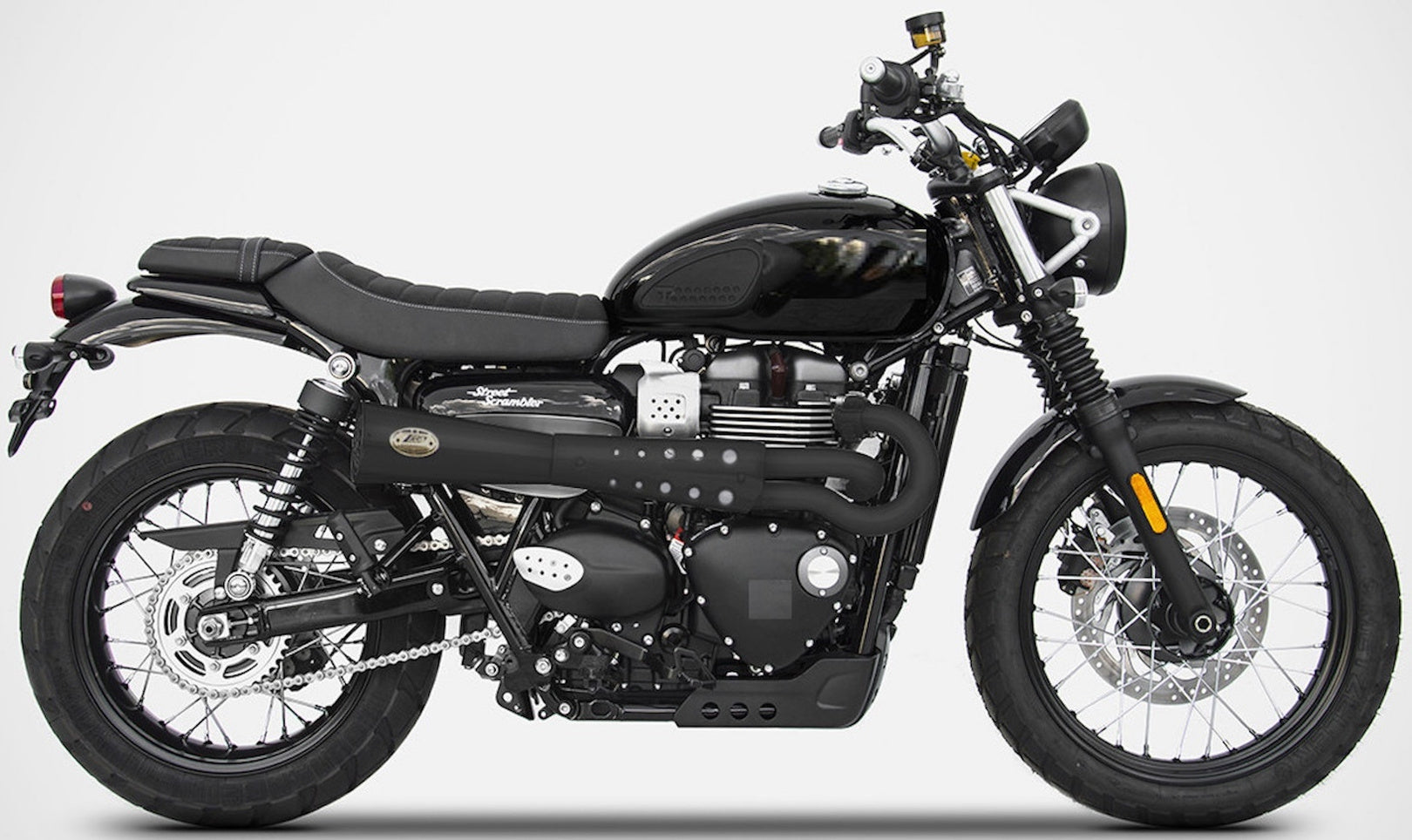 Complete Exhaust System Without Catalytic Converter And Without Sound Certification Tiger70 Steel Black - Zard Compatible With Triumph Street Scrambler 900 (2017-2023)