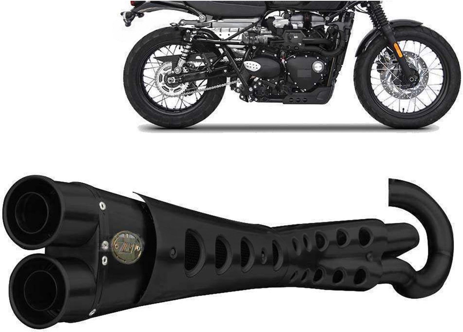 Complete Exhaust System Without Catalytic Converter And Without Sound Certification Special Edition Steel Black - Zard Compatible With Triumph Scrambler 900 (2017-2023)
