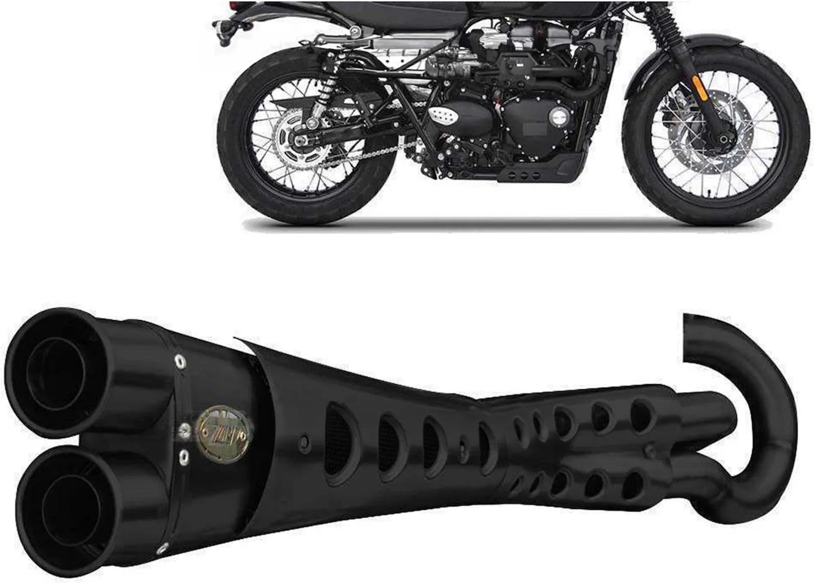 Complete Exhaust System Without Catalytic Converter And Without Sound Certification Special Edition Steel Black - Zard Compatible With Triumph Street Scrambler 900 (2017-2023)