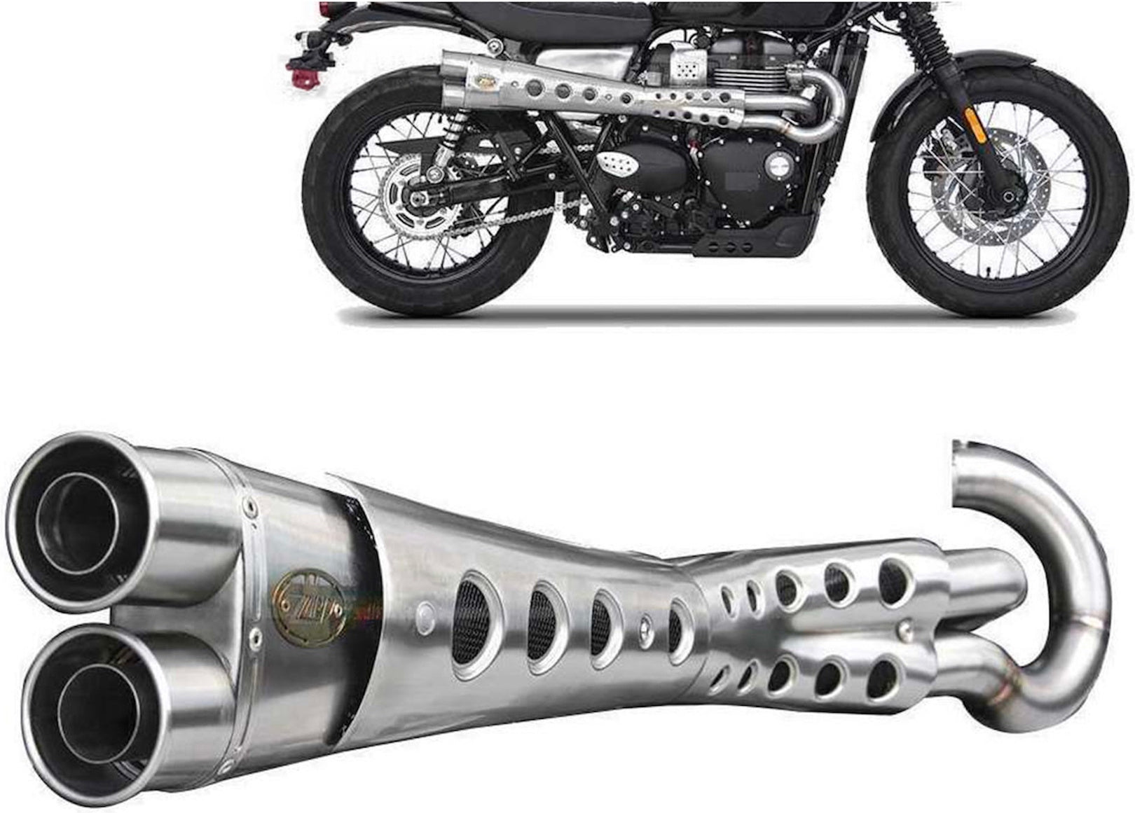 Complete Exhaust System Without Catalytic Converter And Without Sound Certification Special Edition Stainless Steel - Zard Compatible With Triumph Scrambler 900 (2017-2023)