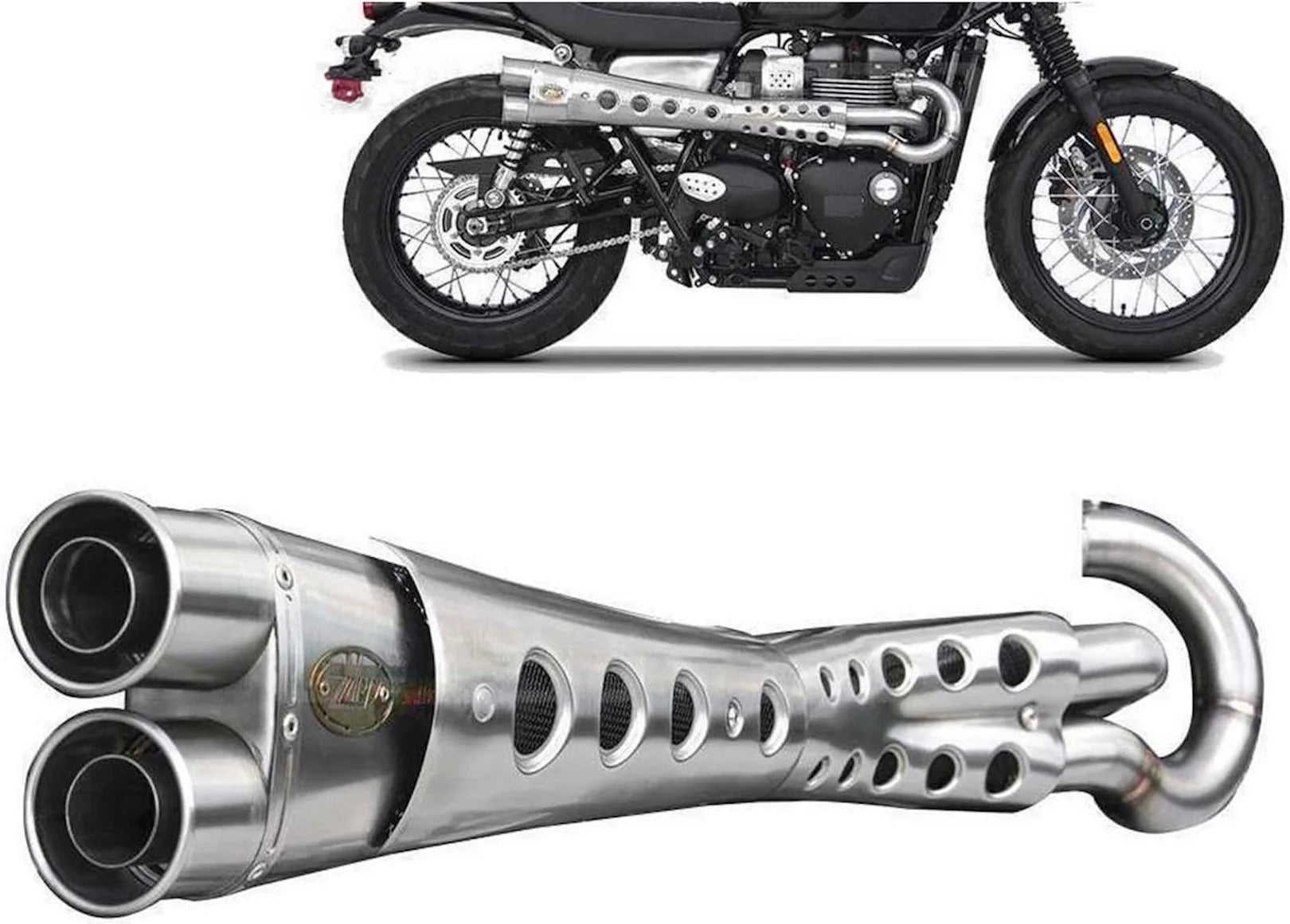 Complete Exhaust System Without Catalytic Converter And Without Sound Certification Special Edition Stainless Steel - Zard Compatible With Triumph Street Scrambler 900 (2017-2023)
