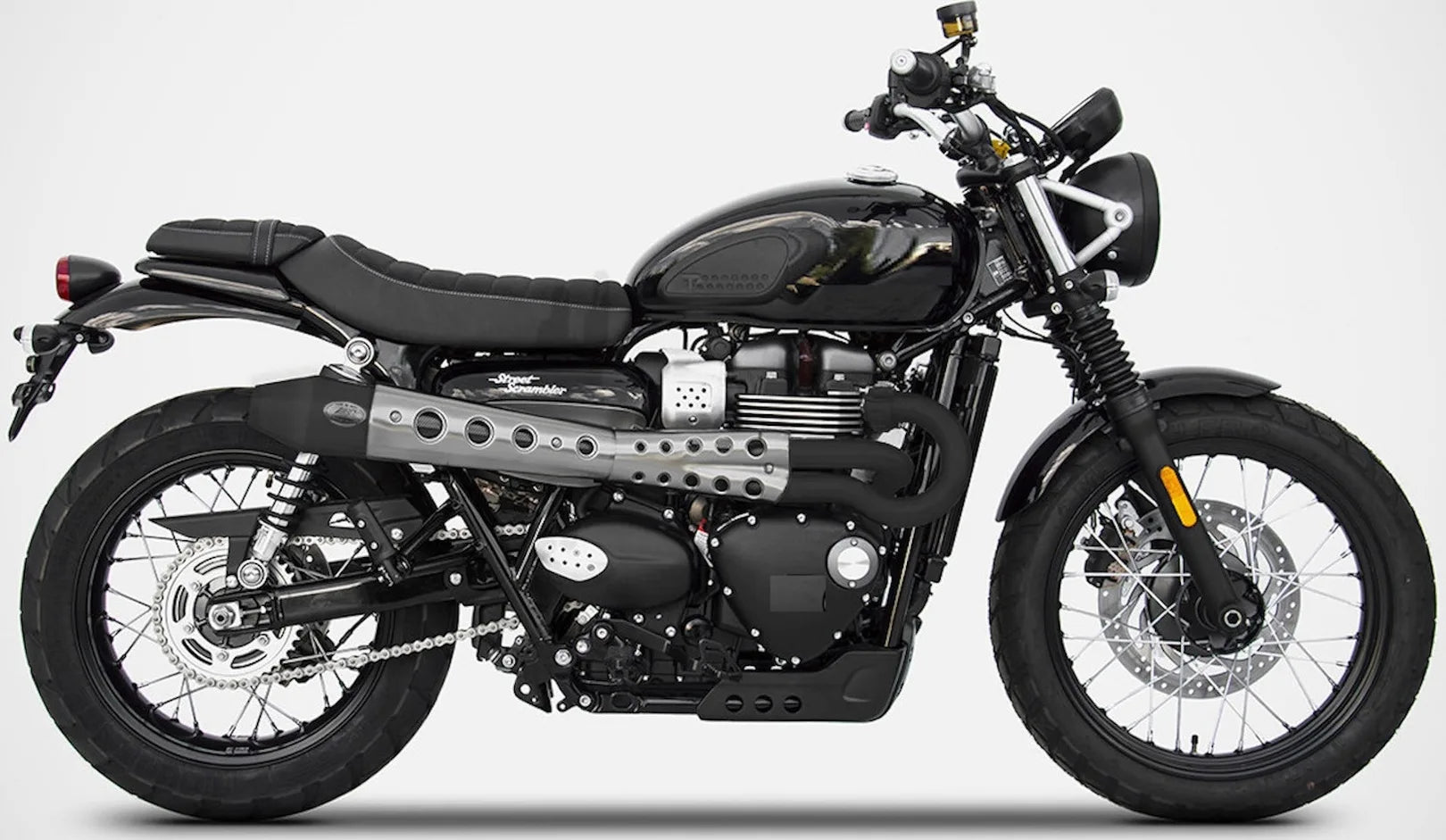 Complete Exhaust System Without Catalytic Converter And Without Sound Certification Conical High Stainless Steel - Zard Compatible With Triumph Street Scrambler 900 (2017-2023)